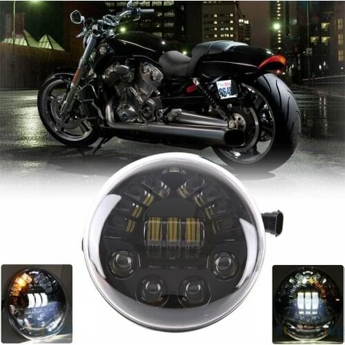 DOT E9 LED Oval Headlight With Yellow Turn signal Daytime Running Light For V Rod VRSCF VRSC VRSCR Headlamp