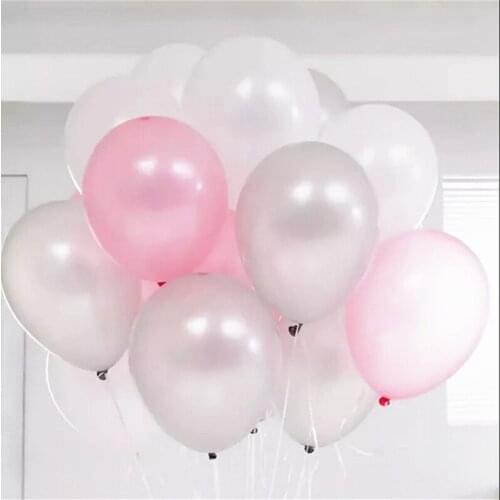 30pcs 10inch Blue/pink White Silver mixed Latex Balloons For Happy Birthday Supplies Baby Shower Decoration Helium Balloon