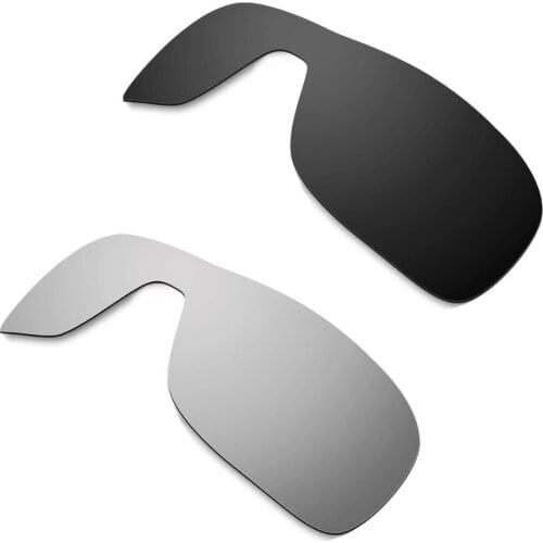 HKUCO For Turbine Rotor Sunglasses Replacement Polarized Lenses 2 Pairs - Black & Silver