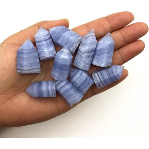 Beautiful 1PC Natural Blue Lace Agate Mini Wand Point Ornament Healing Home Decor DIY Gift Gemstones Natural Quartz Crystals