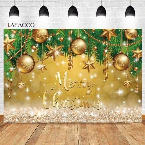 Laeacco Dreamy Polka Dots Light Bokeh Golden Balloon Merry Christmas Background Baby Customized Portrait Photography Backdrops