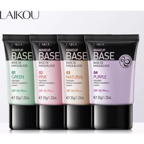 Laikou 4 Colors Face Makeup Base Concealer Liquid Foundation Whitening Primer Oil Control Soft BB Cream Waterproof Lasting