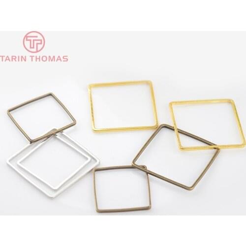 50PCS 14MM 16MM 20MM Brass Square Closed Rings Connect for Jewelry Making Findings Accessories