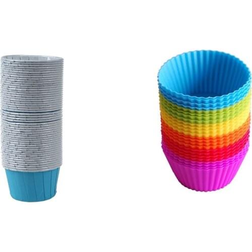 LBER 74 Pcs Paper Baking Cup Cake Cupcake Cases Liners Muffin Dessert Wedding Party 7X5X3.9Cm & 7X3.5X4.4CM