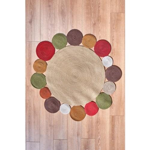 MarkaEv Nomad Hand Woven Jute Carpet 05 120x120 cm