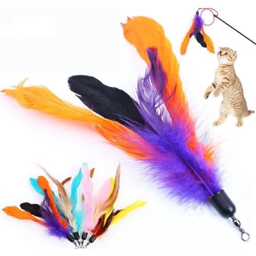 10pcs/lot Colorful Panelled Cat Toy Soft Feather Replacement for Interactive Cat Wand 18cm(without Stick) Kitty Katten