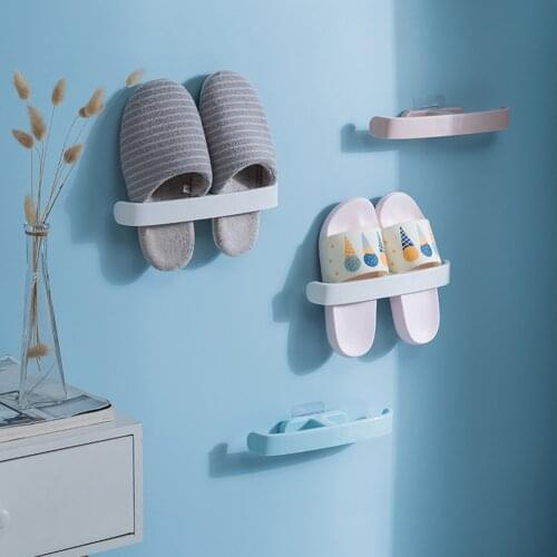 Wall-mounted Shoe Holder Space Saving Sticky Shoes Rack Bathroom Accessories Home Organizer Strong Adhesive Shoes Rack