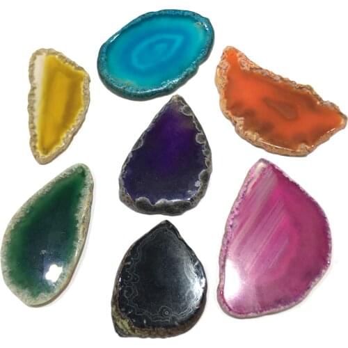 Natural Agates Irregular Colorful Onyx Slice Healing Reiki Stone Quartz Pendant Mineral Home Decor or Jewelry Making Necklace