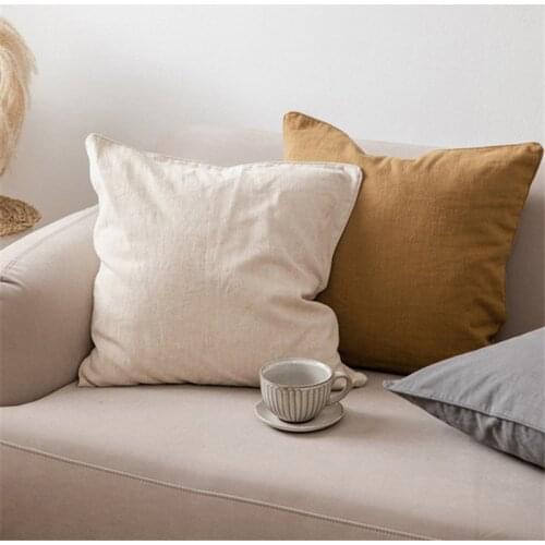 Nordic Simple Brown Gery Cushion Cover Home Decor Linen Pillow Cover Decorative Pillows Sofa Living Room Pillow Case 45*45/55*55