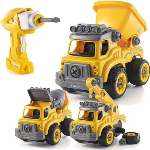 New Portable Toy with Plastic Electric Drills Converting to Remote Control Truck Remote Control Engineering Truck for Boys