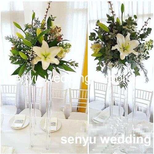 New products flower stands wedding rectangle acrylic crystal chandelier flower stand for table decor senyu0437