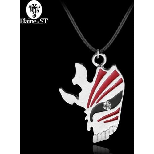 Wholesale Popular Bleach Mask Pendant Leather Necklace maxi statement necklace men jewelry High Quality Cosplay Accessory