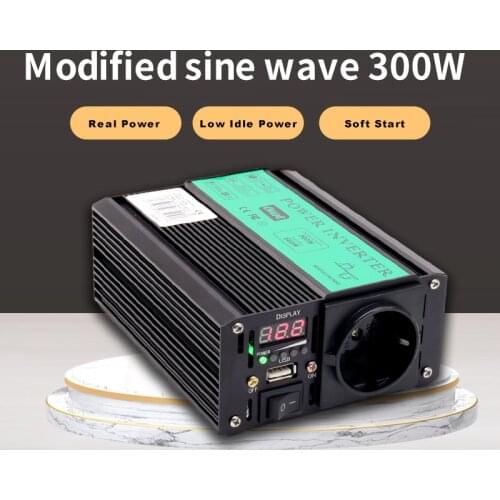 Peak Power 300W High Power 12V to 220V Power Inverter with USB Port High Conversion Aluminum Alloy Housing Transformer