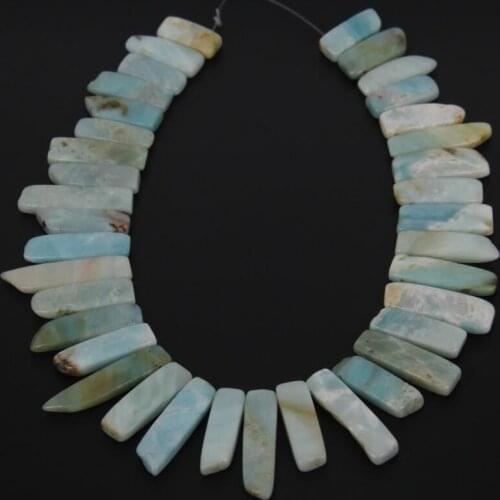 Natural Amazonite Slice Beads Points Sticks Gem Stone Slab Beads Graduated Point Slab Beads 15.5" full strand 10-12x30-41mm