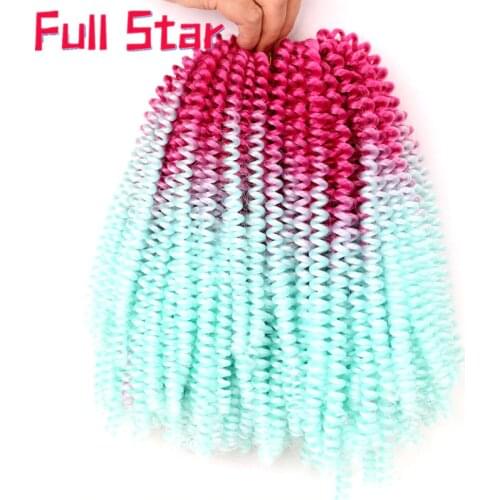 Full Star 8" Ombre Spring Twist Hair Synthetic Fiber Fluffy Bomb Twist Hair Black Brown Purple Crochet Braids Hair Style Women