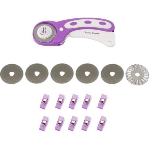 HOT DIY 45mm Rotary Cutter with 6 Replacement Blades Fabric Circular Cutting Patchwork, Sewing Clips, Leather Cutting Tools
