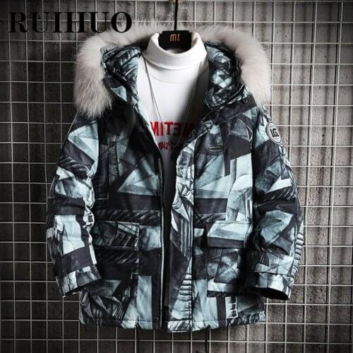 RUIHUO Men's Hoodies With Fur
