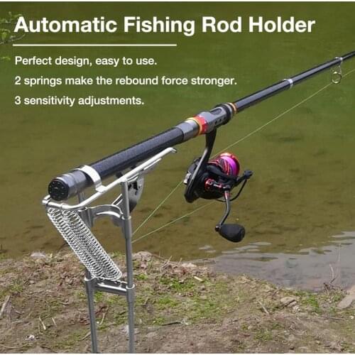 Foldable Automatic Double Spring Angle Fishing Rod Holder Stainless Steel Fishing Rod Pole Rack Ground Support Bracket