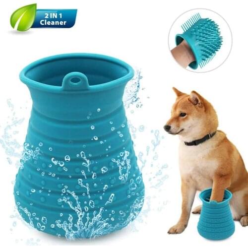 Pet Dog Paw Cleaner Cup 2 in 1 Dogs Feet Washer Cleaning Brush Massage Grooming for Puppy Cats Dirty Muddy Paws Cleaning Cups
