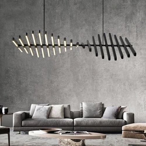 Nordic modern minimalist restaurant chandeliers new style fish bone shape office living room strip decoration lamp YHJ122405