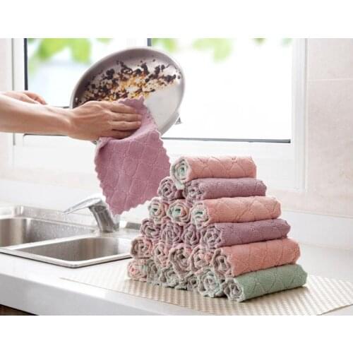 Kitchen Cleaning Wiping Rags Dish Cleaning Cloths Water Absorption Anti-grease Dish Cloth Microfiber Color Washing Towel Magic