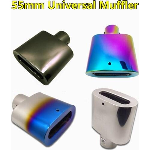 4 Colors 55mm Diameter Stainless Steel Universal Muffler Car Exhaust Systems End Tip Pipe Tail Throat Modified Auto Accessories