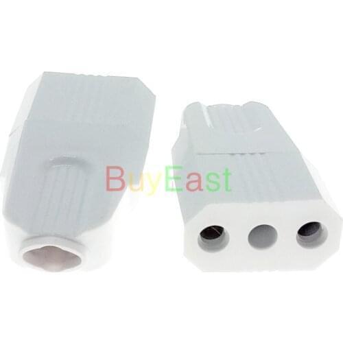 Pack 5) EU Female Rewireable Main Power Outlet DIY Extension Cord Socket AC250V 10A White Color