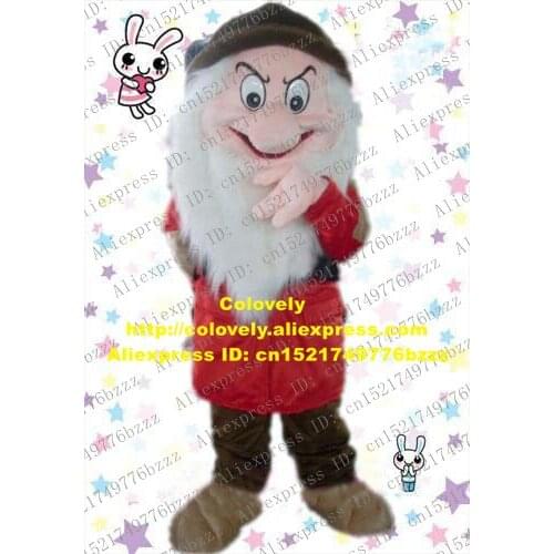 Vivid Red The Seven Dwarfs Grumpy Mascot Costume Mascotte Gnome Sieben Zwerge With Red Coat Brown Hat Pants No.721 Free Ship