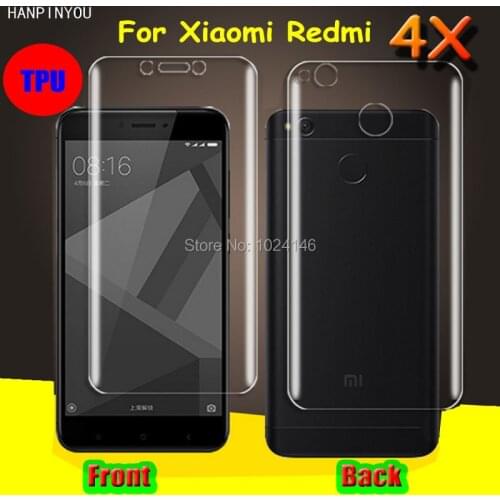 Front / Back Full Coverage Clear Soft TPU Film Screen Protector For Xiaomi Redmi 4X 5.0" Cover Curved Parts (Not Tempered Glass)