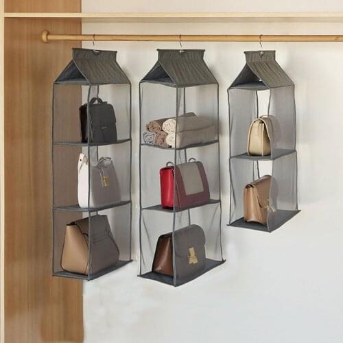 Women Handbag Organizer Hanging Dust-proof Storage Bag Luxury Genuine Leather Tote Bag Clothes Organizer for Wardrobe Closet