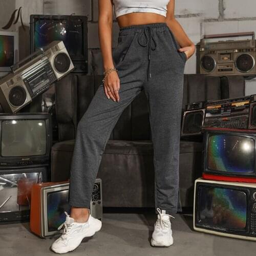Women Solid Trousers Casual Sport pants Sweatpants Jogger Drawstring Fitness Workout Running Jogging Baggy Harem Pants Trunks