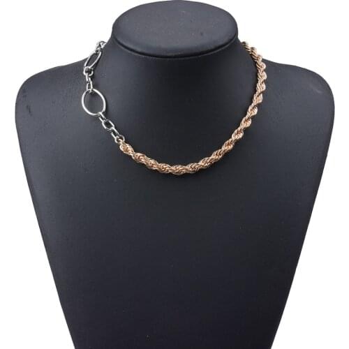 2021 New ZA Fashion Gold Silver Color Metal Chain Link Choker Necklace Women Vintage Hip Hop Punk Statement Chokers Necklaces