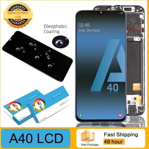 Original 5.9" AMOLED For Samsung A40 2019 A405F LCD Display Touch Screen Digitizer Assembly with frame Replacement Repair Parts
