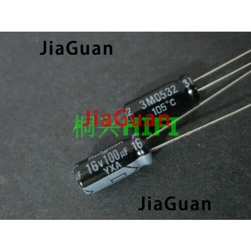 100PCS NEW 100UF/16V RUBYCON YXA 16V100UF 6.3X11MM 105 degrees Aluminum electrolytic capacitors yxa 100UF 16V