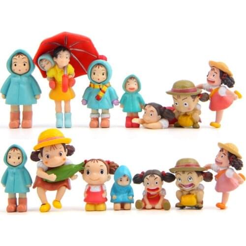 14 Styles Kawaii Raincoat Mei My Neighbor Totoro Action Figure Toys Hayao Miyazaki Fairy Garden Moss Miniature Home Accessories