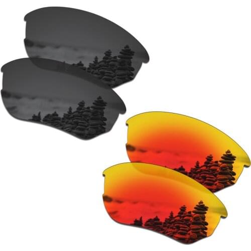 SmartVLT 2 Pairs Polarized Sunglasses Replacement Lenses for Oakley Flak Beta Stealth Black and Fire Red