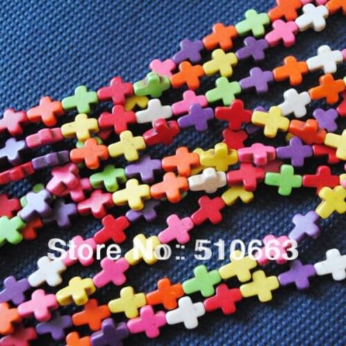 400pcs/lot),Charms Cross howlite,Wholesale Gem stone Accessories,European Beads,Good Quality,Size: 8x10mm,Free Shipping