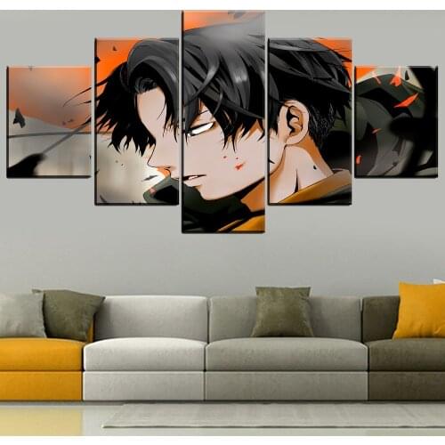 5 Panel Anime Attack on Titan Levi Ackerman Poster Canvas HD Print Paintings Decoration Modern Wall Art Home Decor Pictures