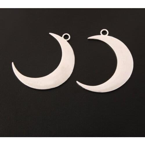 8pcs Zinc Alloy Silver Color Moon Shape Charms Half Months Pendants For DIY Handmade Jewelry Making Accessories
