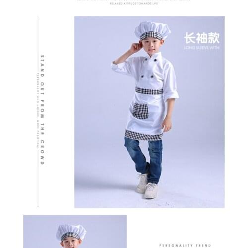 Promotion 1set (hat top apron) Kids chef costume halloween children chef uniform costume