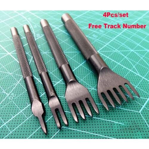 Free Shipping 4mm 4pcs/set DIY Pro-Line Pro-Stitch Leathercraft Leather Craft Chisel Holes Leather tools Punch Tool accessories