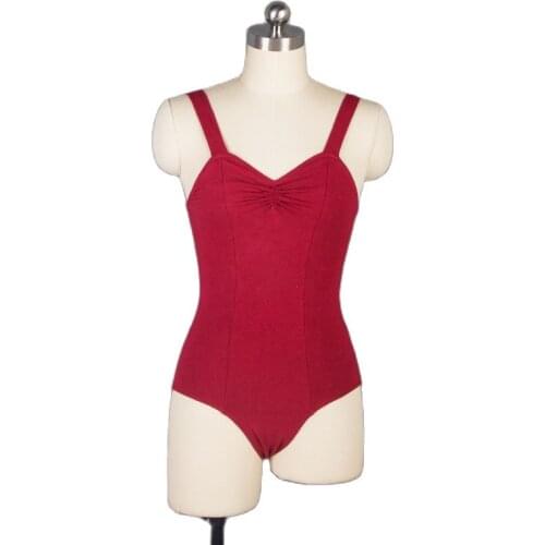 Burgundy/Royal Blue/Purple Cotton Wide Strap Ballet Dance Leoatd with Bust line on Front Drop Shipping 5 Size Available 01D0126