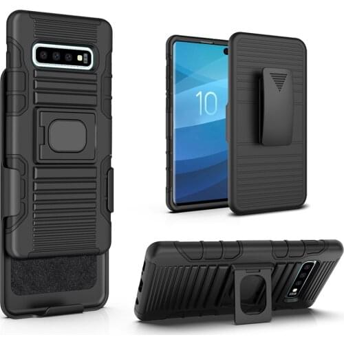 For Samsung Galaxy S10 Plus S10e Lite Case Heavy Duty Magnetic Finger Ring Kickstand Armor Case + Belt Swivel Clip Holster Cover