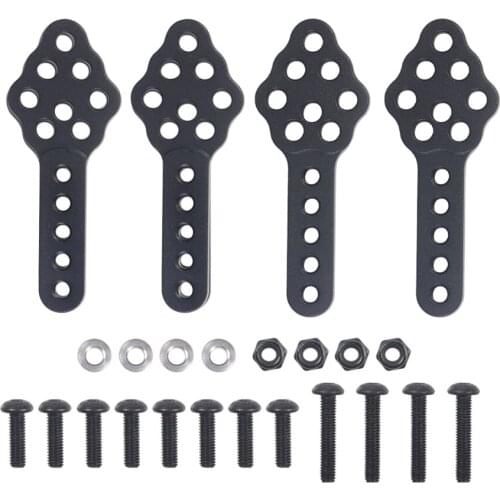 RCTOYFUN 4pcs Black CNC Metal Shock Absorber Mount Adjustable Height Angle Stand For 1/10 RC Crawler Axial SCX10 90046 D90 D110