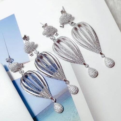 Designer Fashion 925 Sterling Silver Jewelry 3A Cubic Zirconia Party Earring