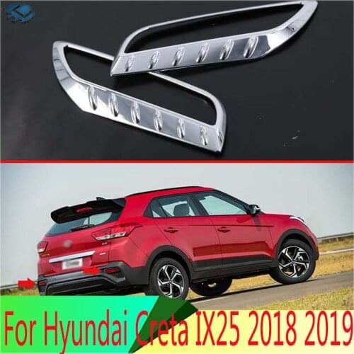 For Hyundai Creta IX25 2018 Car Styling ABS Chrome Rear Reflector Fog Light Lamp Cover Trim Bezel Frame Styling Garnish