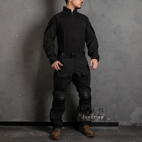 EmersonGear G3 Combat Unitform BDU Camouflage Tactical Shirt & Pants Kit For Military Airsoft Hunting Shooting Black