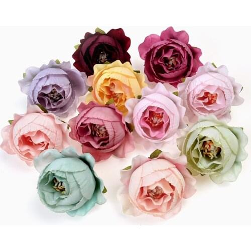 10/20PCS Vintage Artificial Flowers Rose Tea Bud Home Decor Wedding Bridal Bouquet Accessories Handmade Garland Scrapbooking