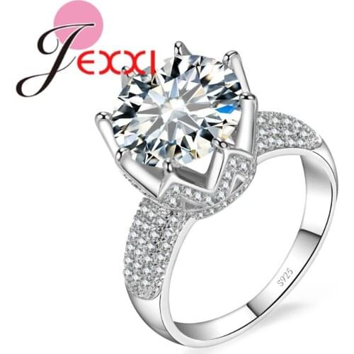 Crown Rings For Women Birthday Gift Trendy Silver Color Zirconia 925 Sterling Engagement /Wedding Bands Promise Ring