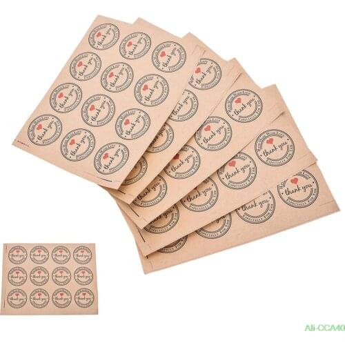 Red Love Thank You Self-adhesive Stickers Kraft Label Thank You Stickers Gifts Custom Round Labels Paper Bag 60pcs
